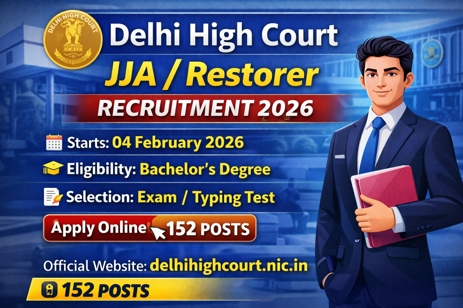 ChatGPT Image Feb 2 2026 10 31 30 AM Delhi High Court JJA Recruitment 2026